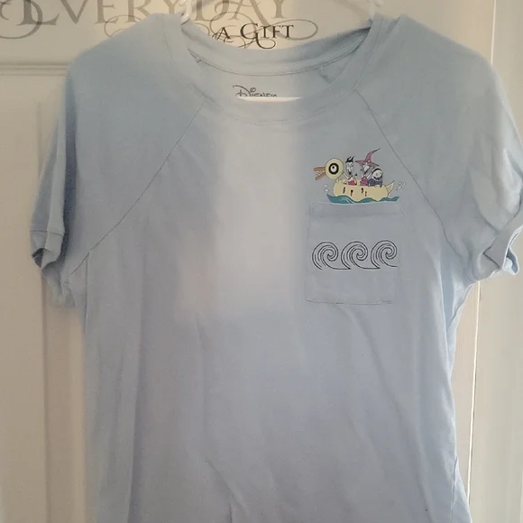 Disney Light Blue Tee with Boat and Wave Design - Picture 1 of 1